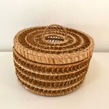 Vintage basket box in woven rattan