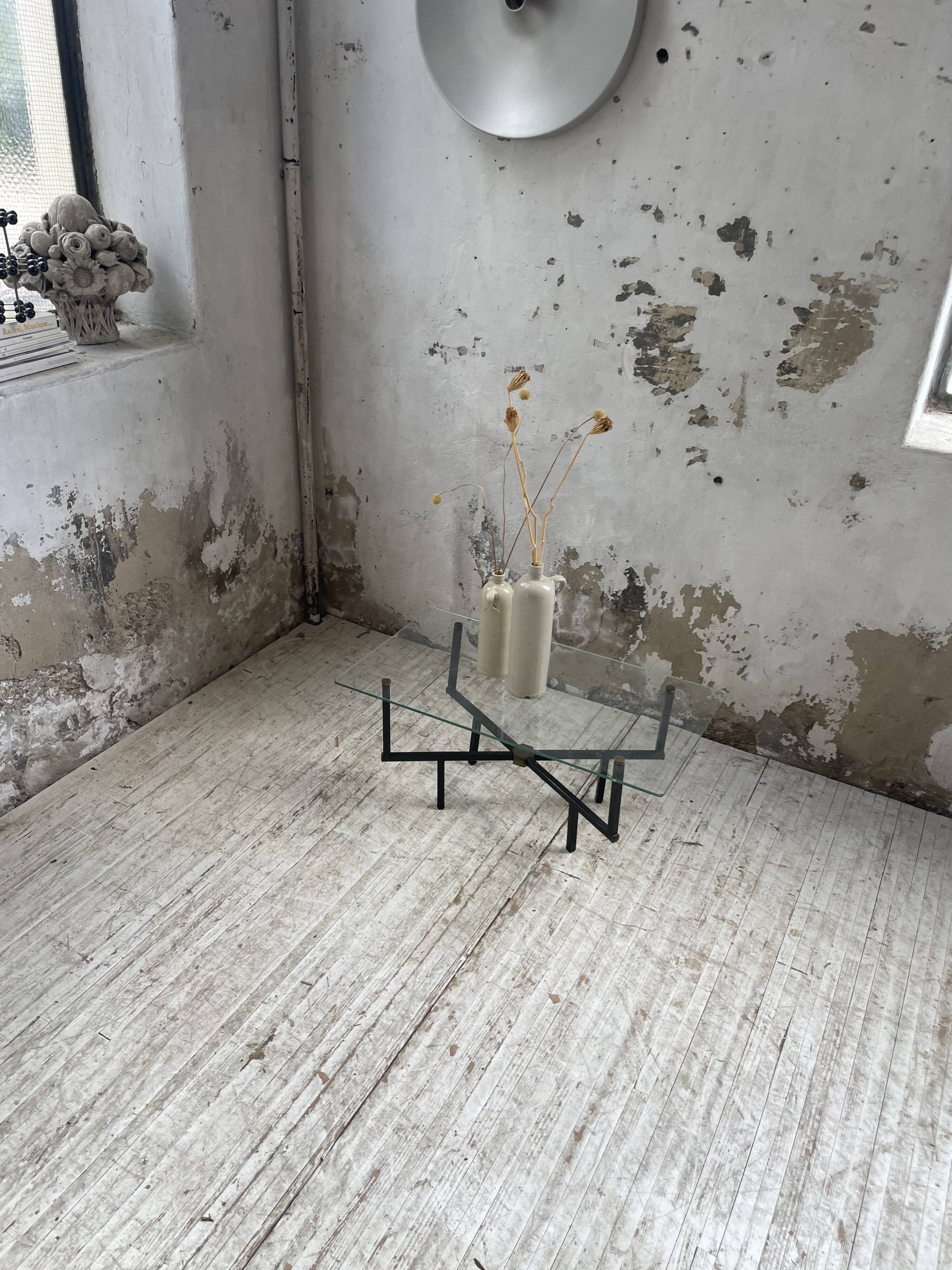 60s glass coffee table