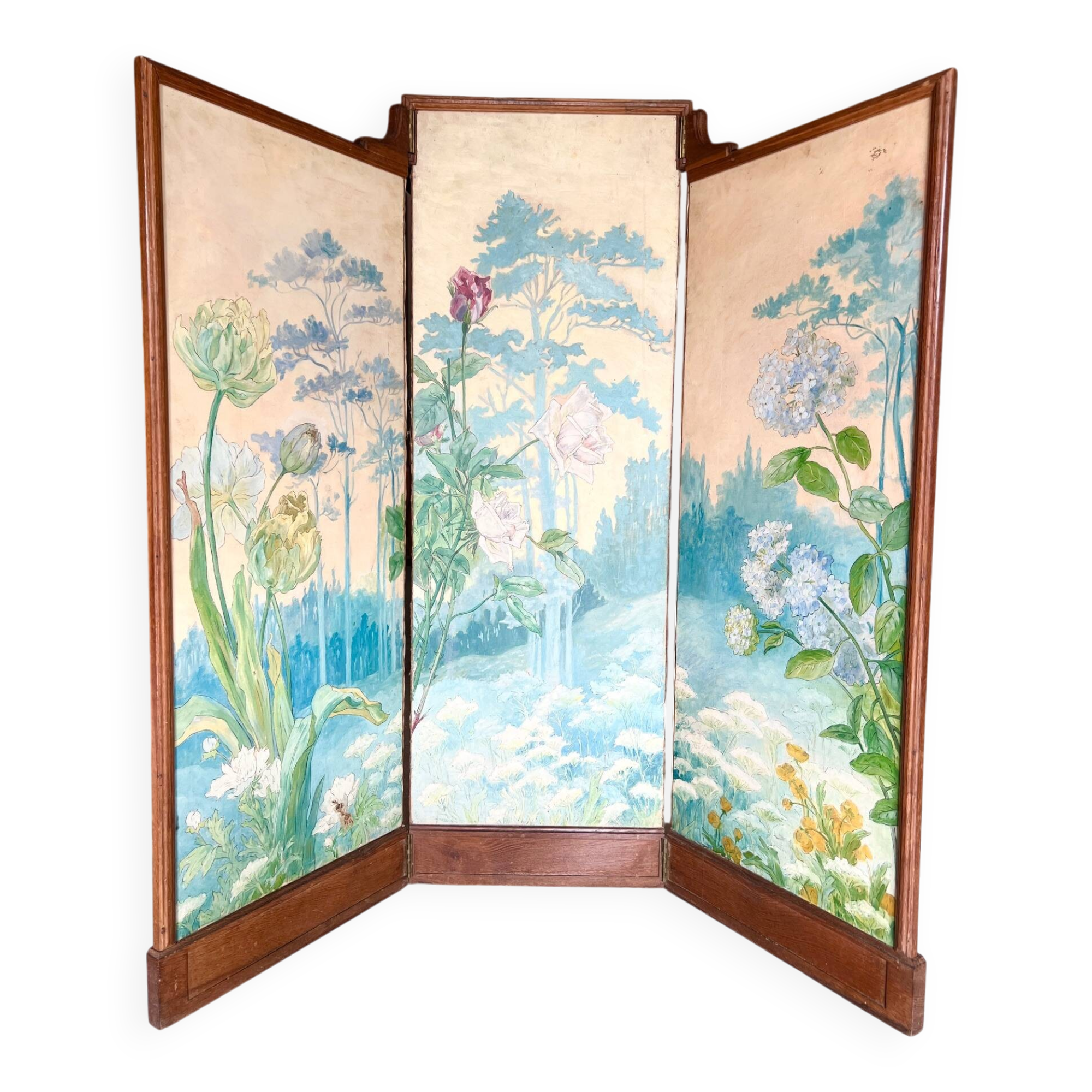 Art Nouveau screen 1900 floral decoration