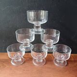6 vintage French transparent cavalier champagne glasses with thick stems