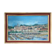 Painting port de Menton by Jacques Cuffaut, mid-twentieth century with frame