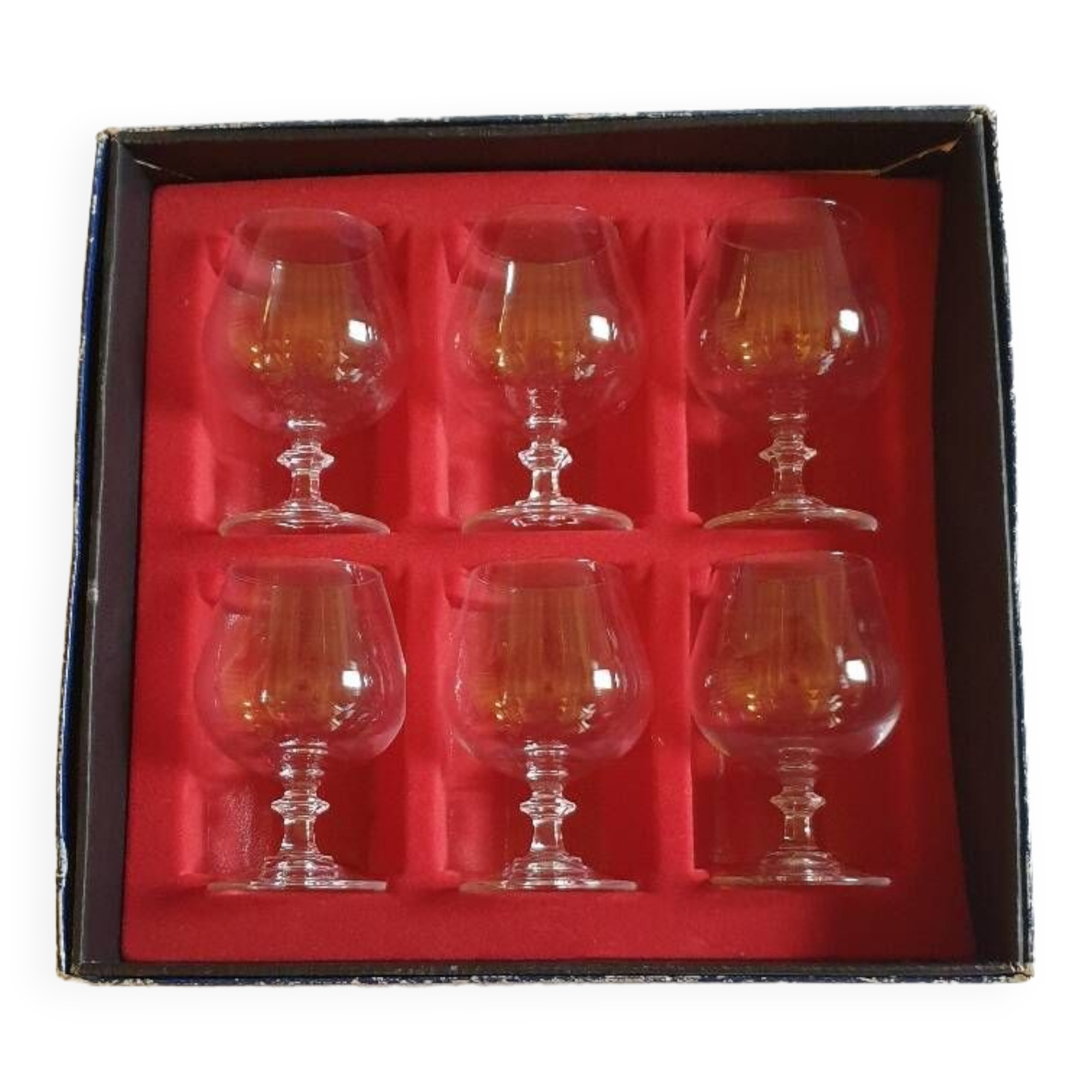 6 crystal cognac glasses