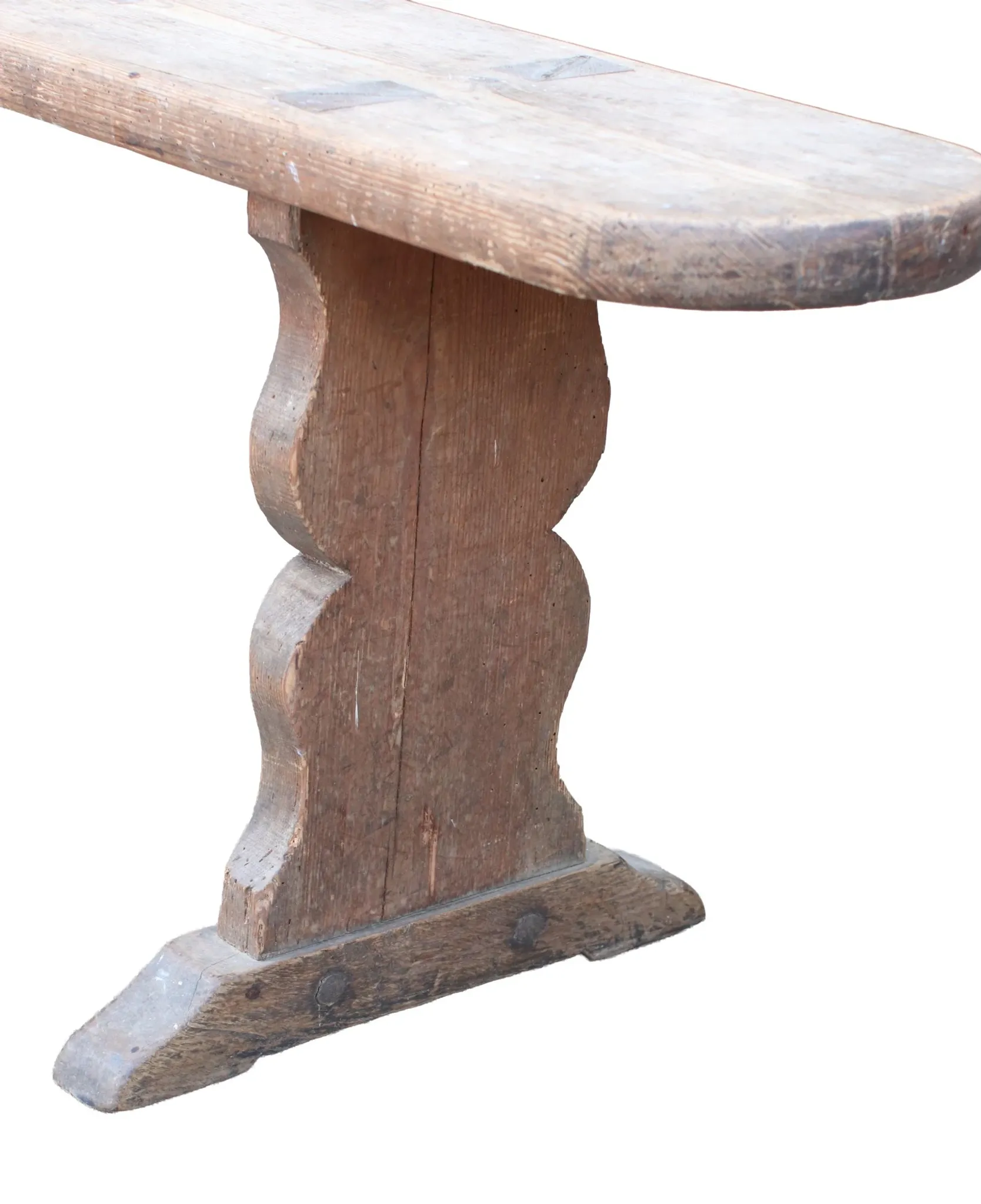 Long French wabi-sabi bench in weathered pine – circa 1900
