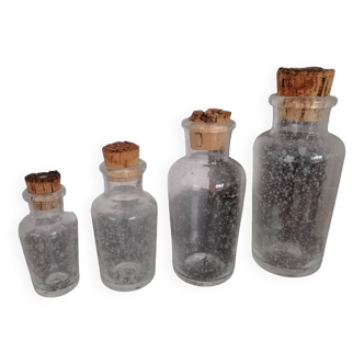 Blown glass bottles with small bubbles