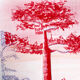 Dessin arbre rouge par Lilou, œuvre originale