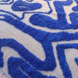 Klein blue and white Berber rug with abstract relief