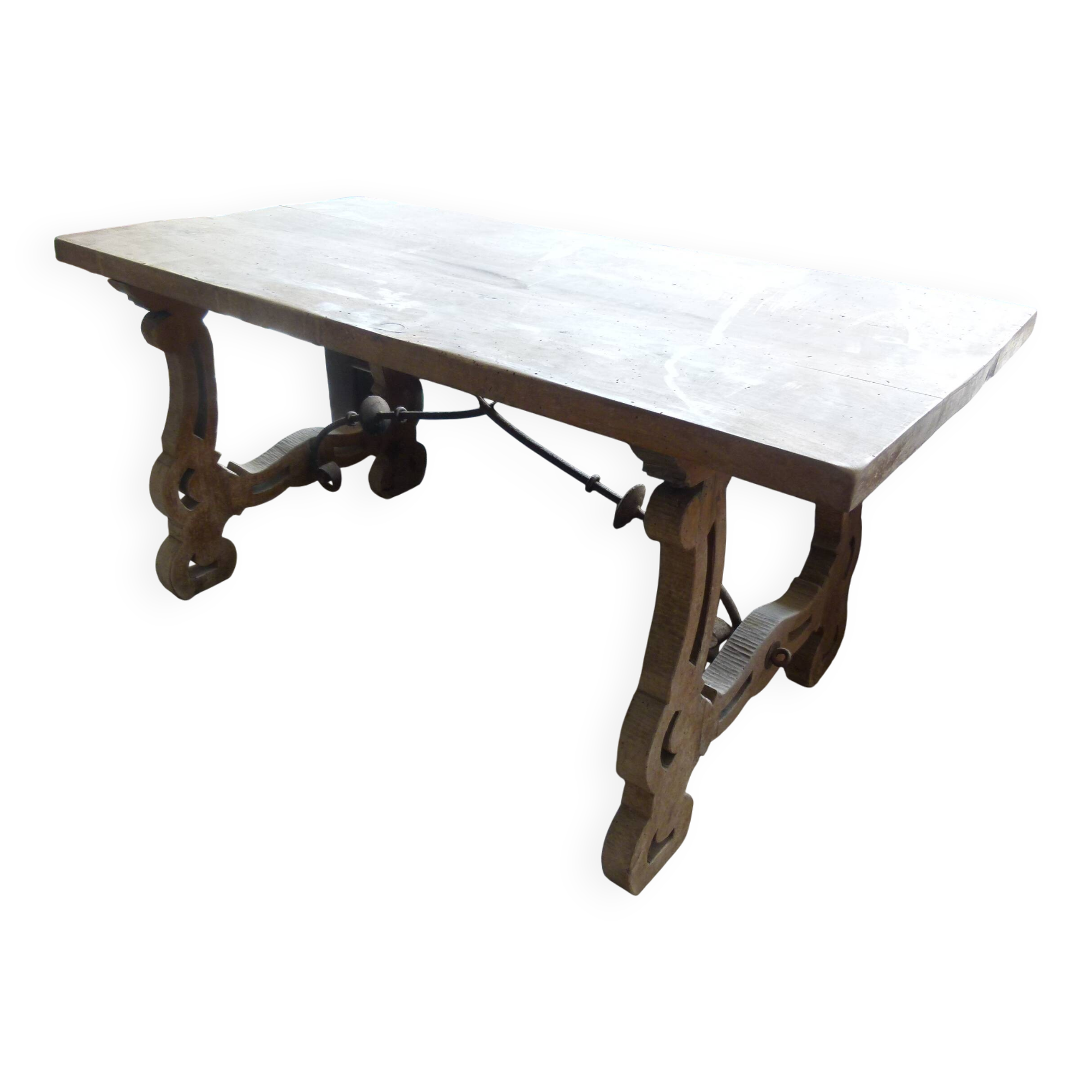 20th century solid wood farmhouse table