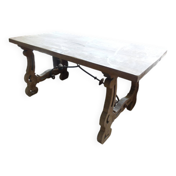 20th century solid wood farmhouse table