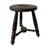 Turned wooden tripod stool