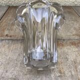 Vintage 1970s Crystal Molded Flower Vase