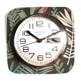 Vintage formica square silent wall clock "Kiplé black green red"