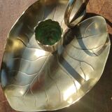 Vintage candle holder in golden brass