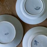 Set of 6 old flat plates in mismatched iron earth