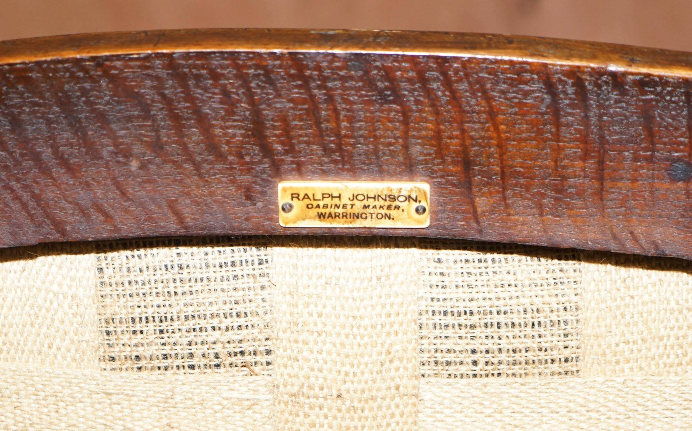Chaise de capitaine anglaise antique édouardienne en chêne Ralph Johnson