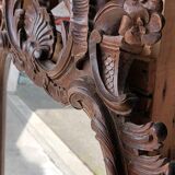 Large mirror with flowers, rockeries and carved hearts 1900 rococo type
