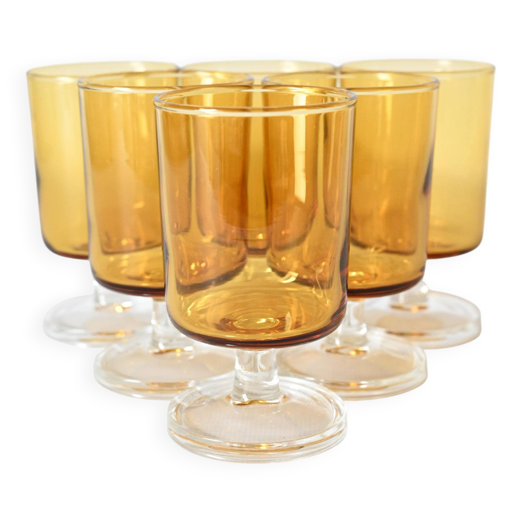 6 Cristal d'Arques Luminarc Sweden amber glasses
