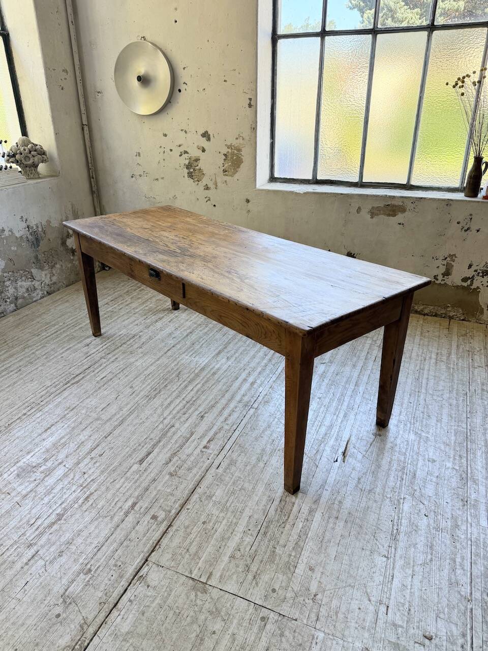 Pine and oak + walnut farmhouse table 1950