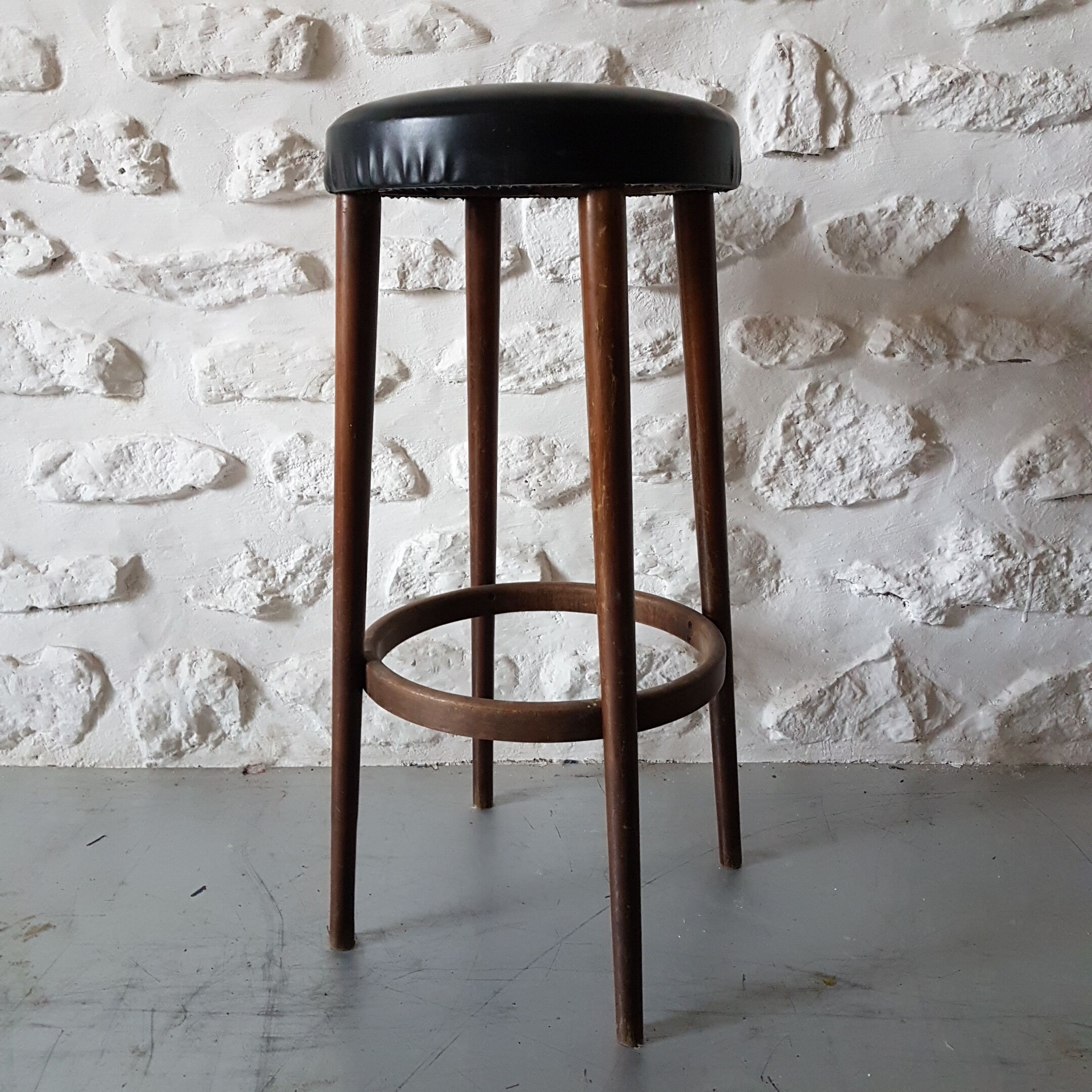 High wooden stool