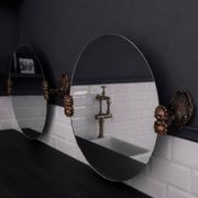 2 round mirrors made of copper alloy, 1940s-1950s