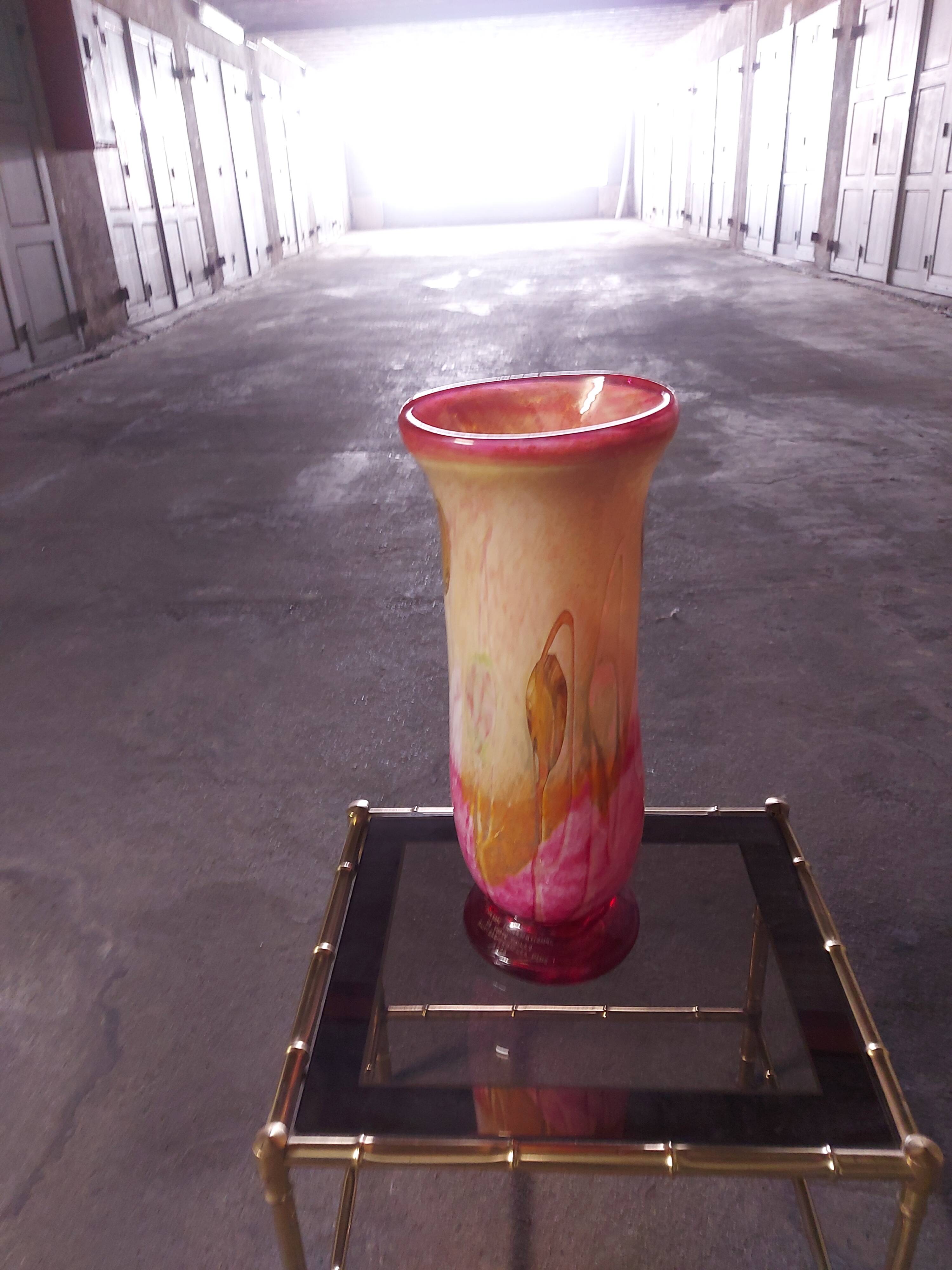 LARGE BIOT BLOWN GLASS VASE, SABA FRERES