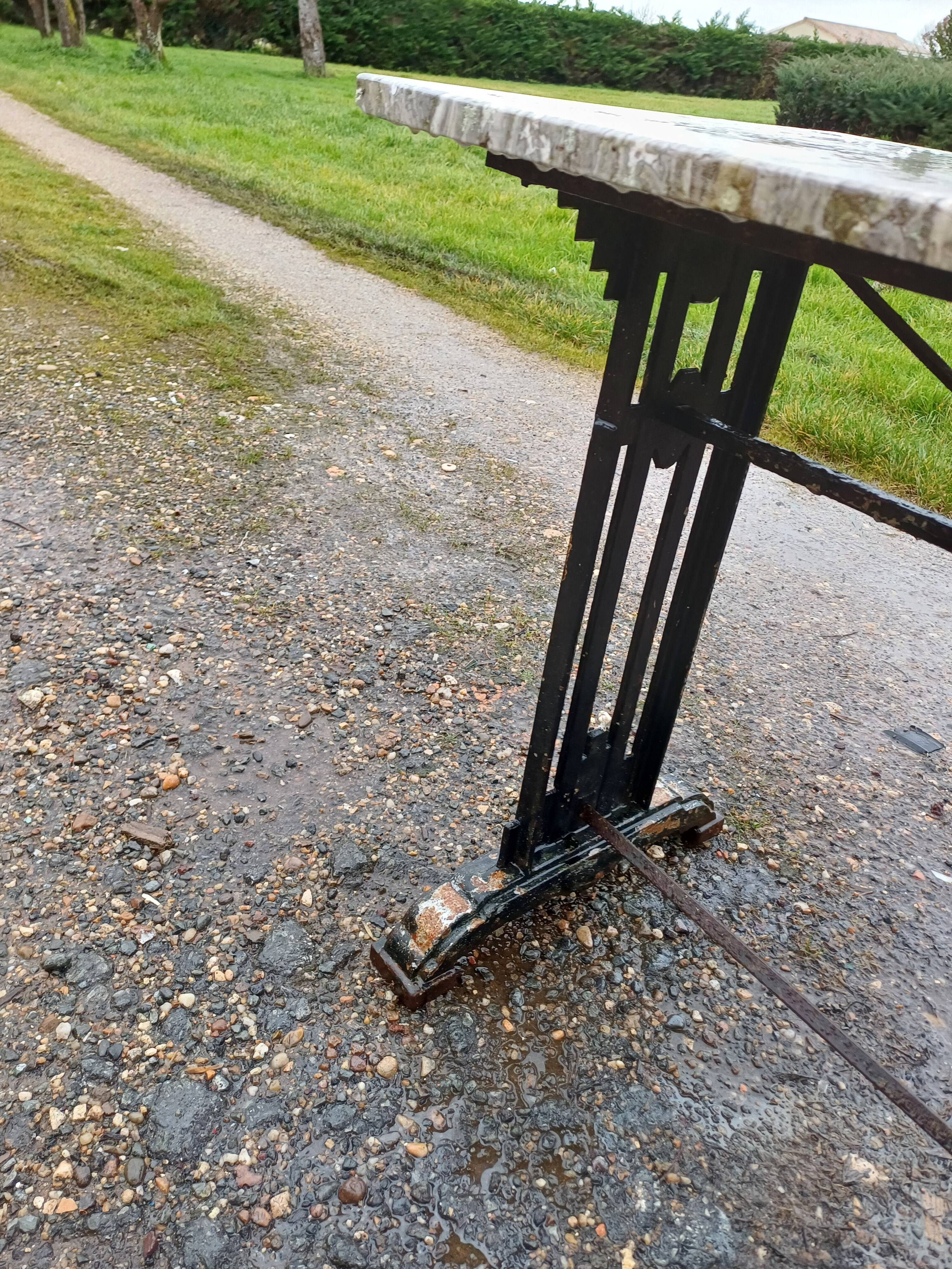 Art Deco Cast Iron and Marble Bistro Table