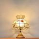 Vintage lamp in wood, brass and mother-of-pearl.