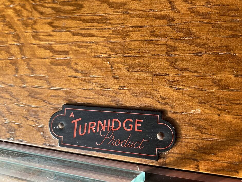 Mid Century vintage  bookcase with sliding glass doors by Turnidg