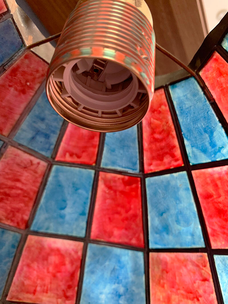 Mother-of-pearl and brass hanging lamp