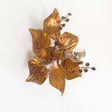 Unusual Italian Florentine gilt 'Wisteria' wall lamp by Masca
