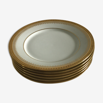 6 assiettes plates en porcelaine