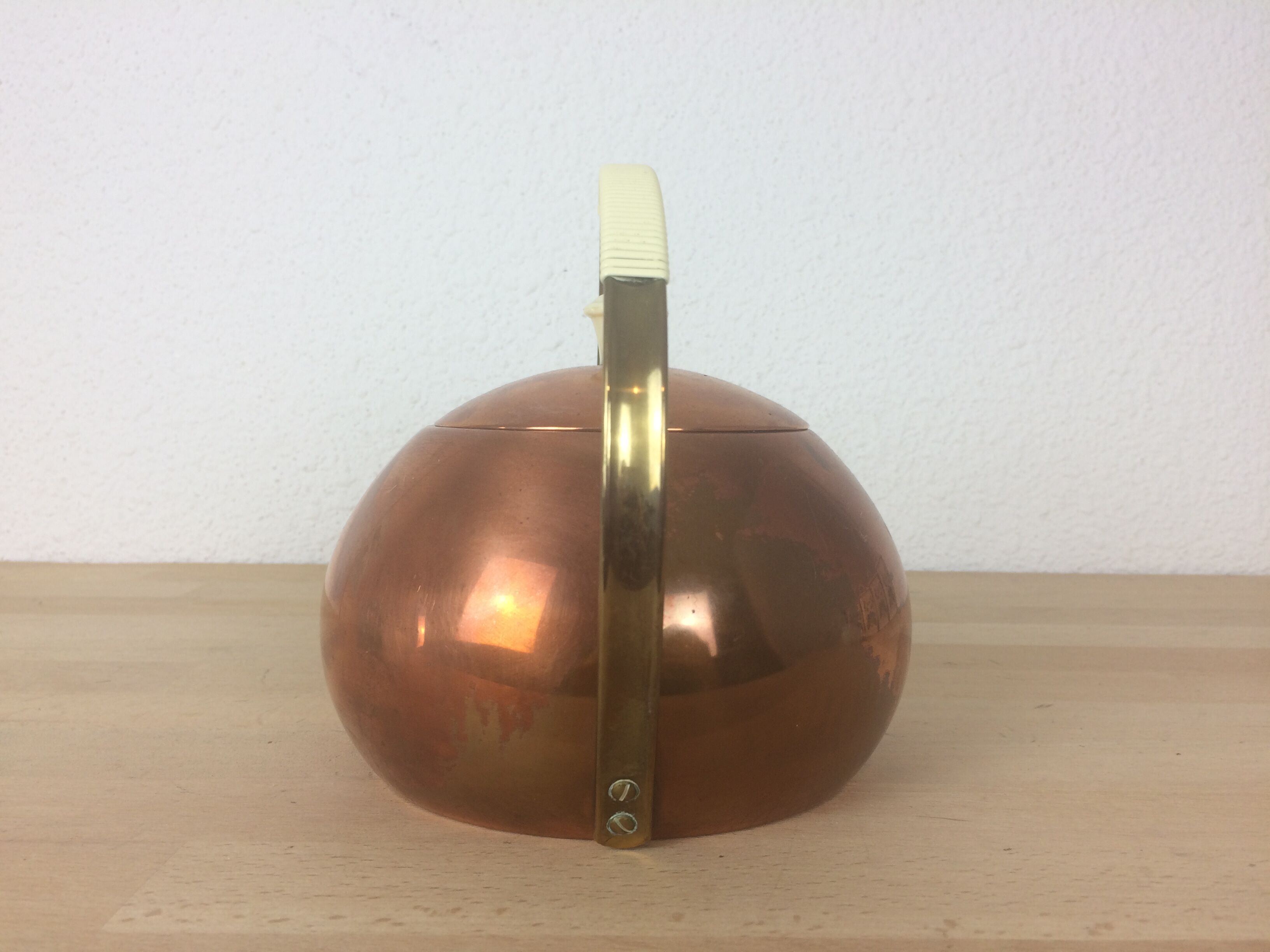 Copper and brass teapot Scandinavian style