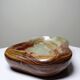 Large green onyx ashtray with free-form bands, vintage Italy, 50s-60s