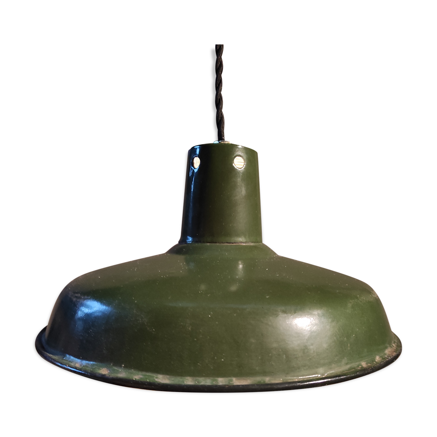 Suspension sheet enamelled green and white