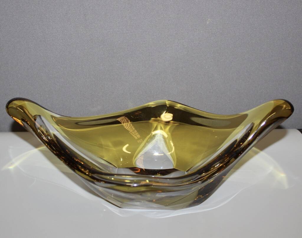 Yellow and clear crystal cup circa 1960
