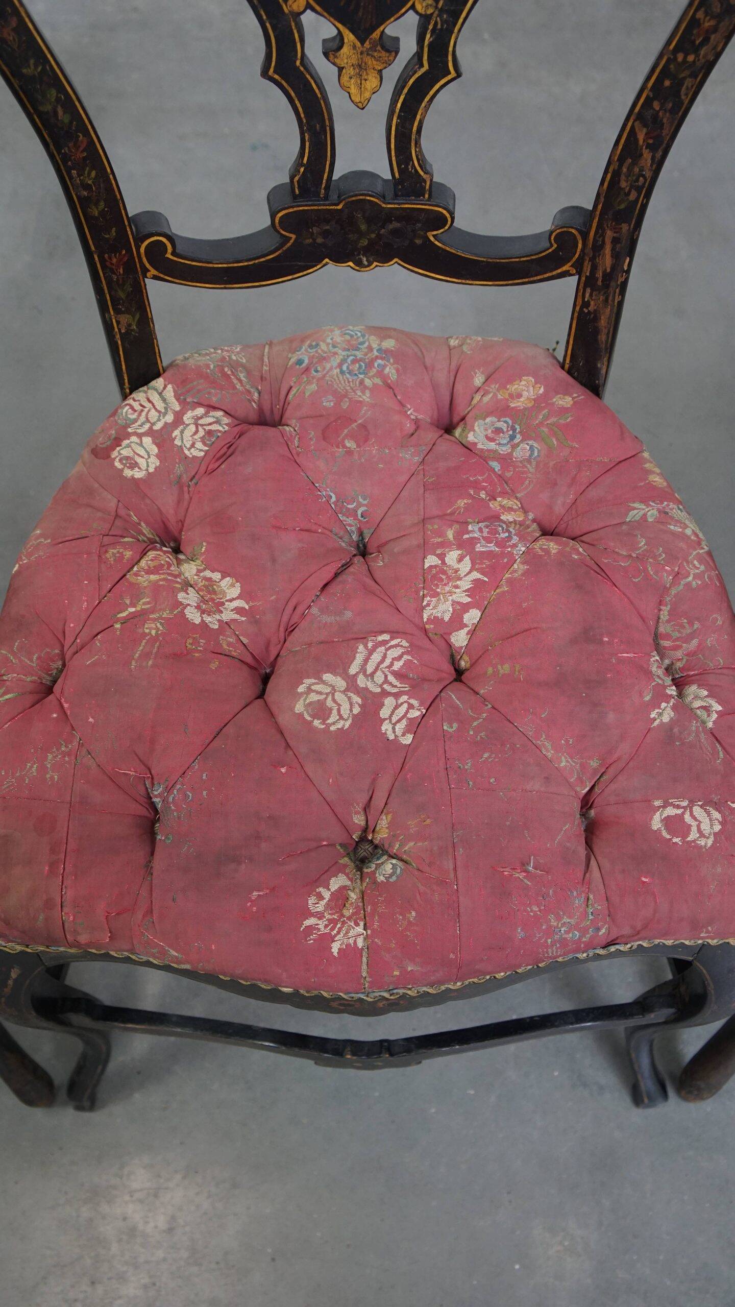 Set of 4 antique French Napoleon III chairs inlaid with mother-of-pearl