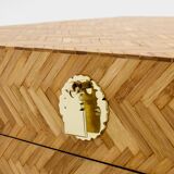 Coffre en marqueterie de bambou et laiton Galerie Maison & Jardin 1970