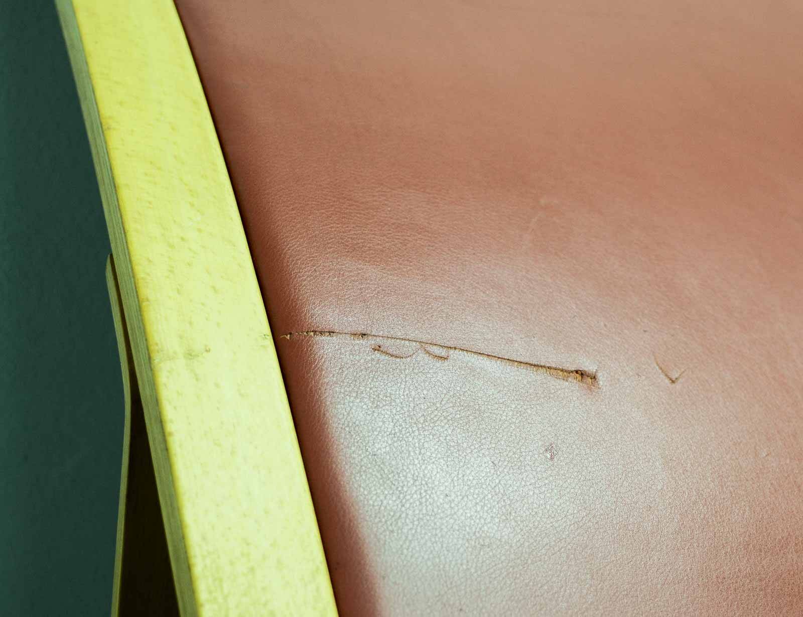 Padded Red Leather High Back AX Lounge Chairs by Hvidt and Molgaard Nielsen