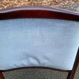 8 chaises scandinaves en teck massif et velours bleu des années 1960