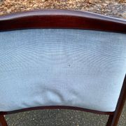 8 Scandinavian chairs in solid teak and blue velvet from the 1960s