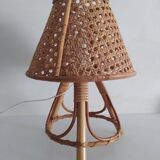 Table lamp in caning and bamboo