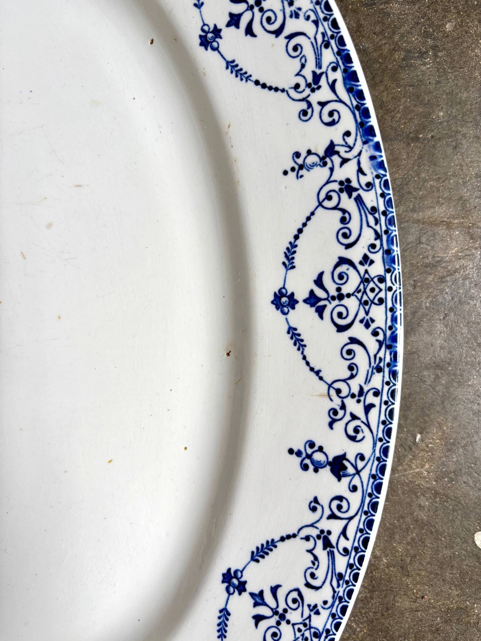 HB&Cie oval dish in blue ironstone, "Balzac" service