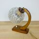 Lampe scandinave arc bois courbé globe verre ciselé
