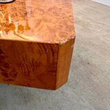Italian design elm burl coffee table from the 70s Roche Bobois