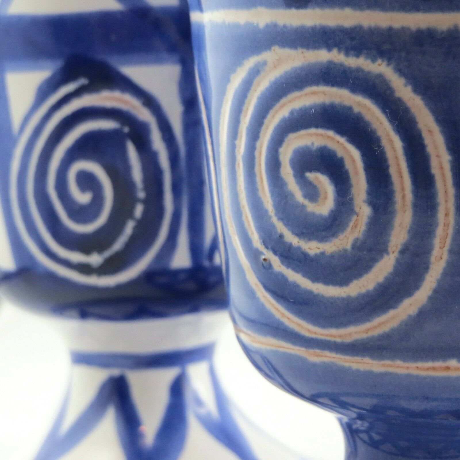 Duo mazagran/blue calice Robert Picault ceramic Vallauris