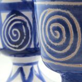 Duo mazagran/blue calice Robert Picault ceramic Vallauris
