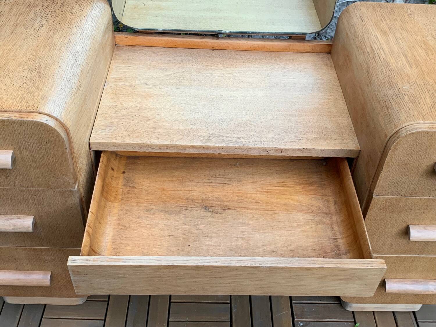 Art Deco dressing table in raw oak produced by Tatra Nabytok Czechoslovakia 1950
