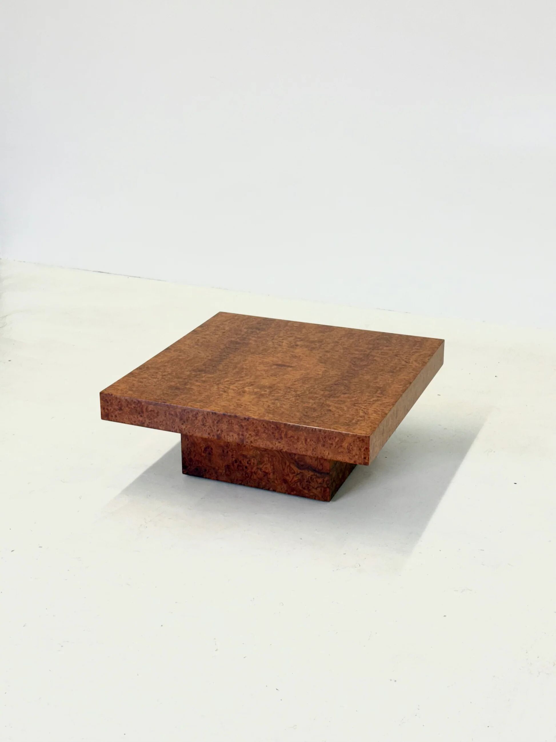 Square coffee table by Fratelli Turri with burl wood
