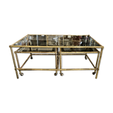 Coffee table and nesting tables Bamboo model - Bronze Italy 1970