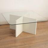 Wood and glass coffee table , France, circa 1980