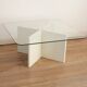 Table basse bois laqué et dalle de verre, France, 1980